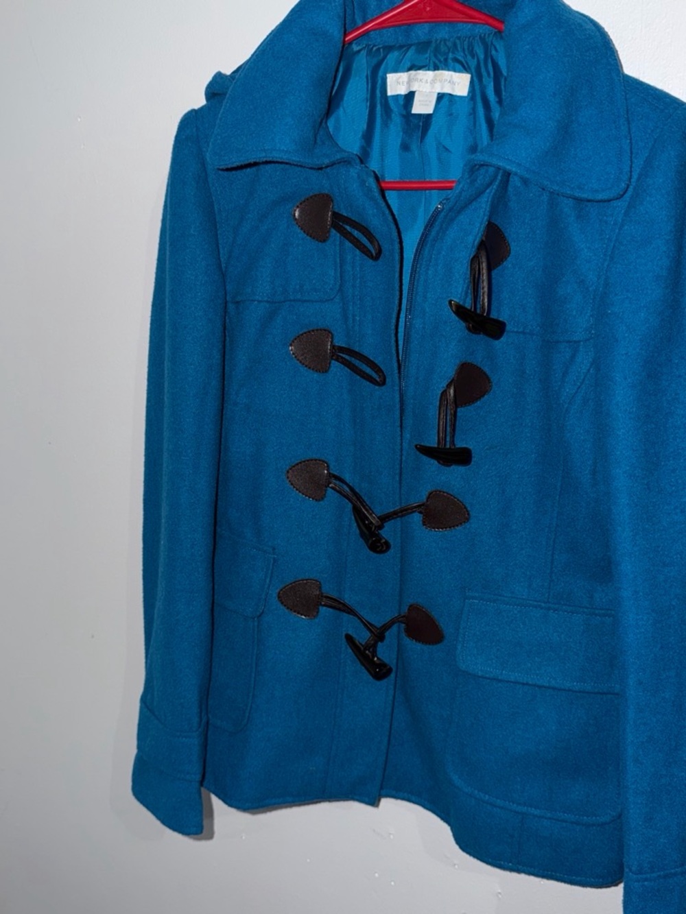 New York & Company Teal Toggle Pea Coat